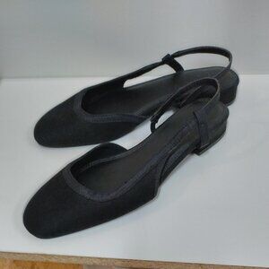 Black Vegan Suede low-heel slingback pumps, NEW size 9 fits small